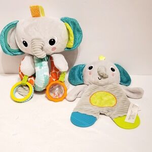 Bright Starts Elephant Baby Rattle and Crinkle Teether Set